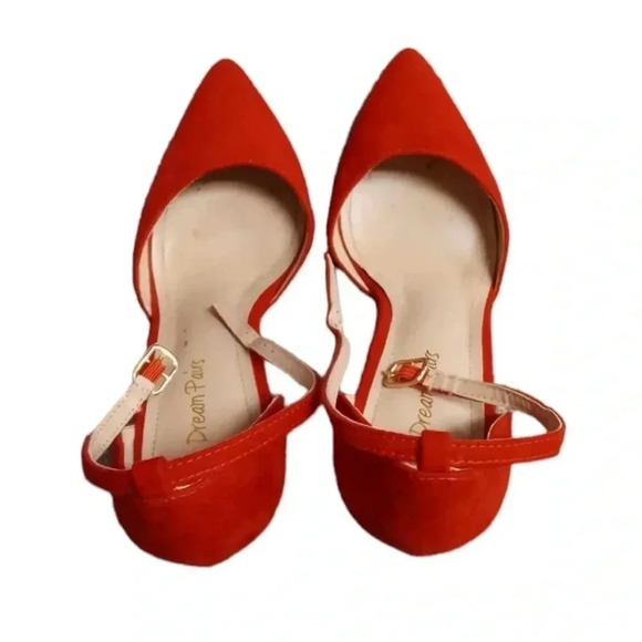 Dream Pairs Red Strappy Closed Pointed Toe  High Heels Size 8.5 - Picture 7 of 12